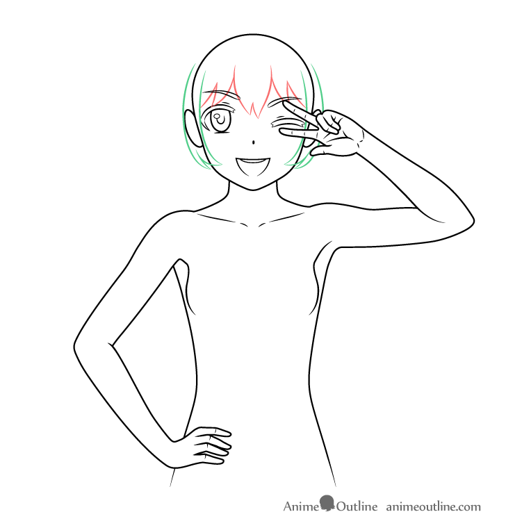 Anime pop star girl hair sides drawing