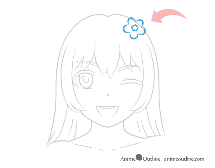 Anime pop star girl hair ornament drawing