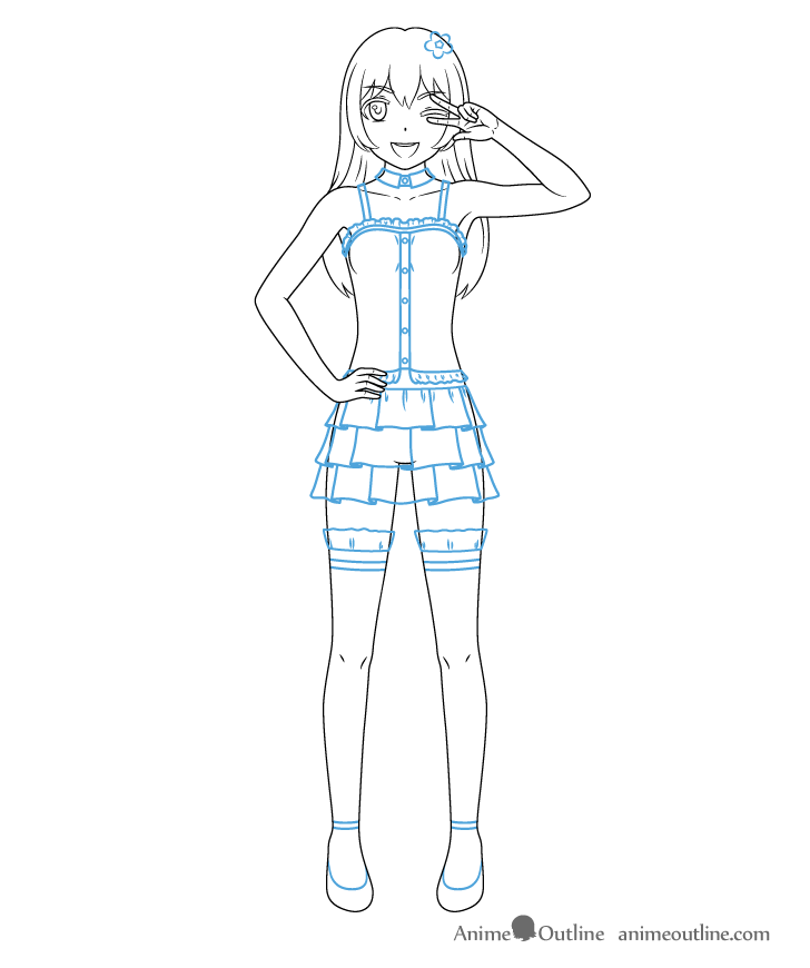 Anime pop star girl clothes drawing