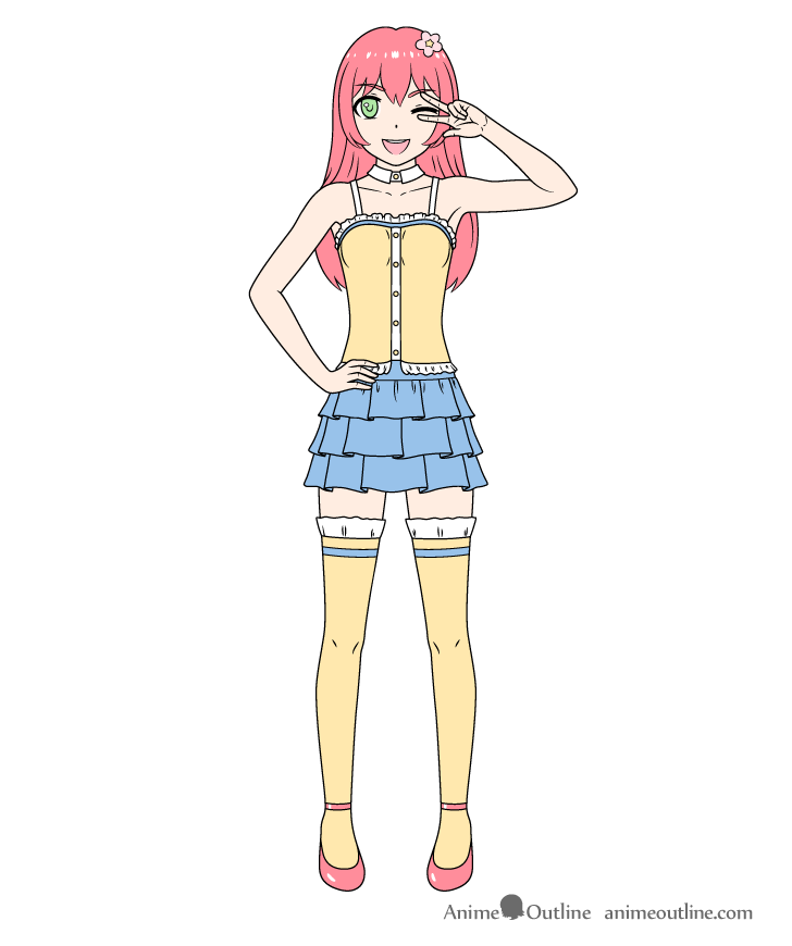 Anime pop idol girl drawing coloring