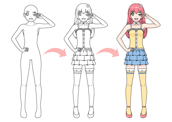 How to Draw Anime Pop Star Girl in 10 Step (Pop Idol)