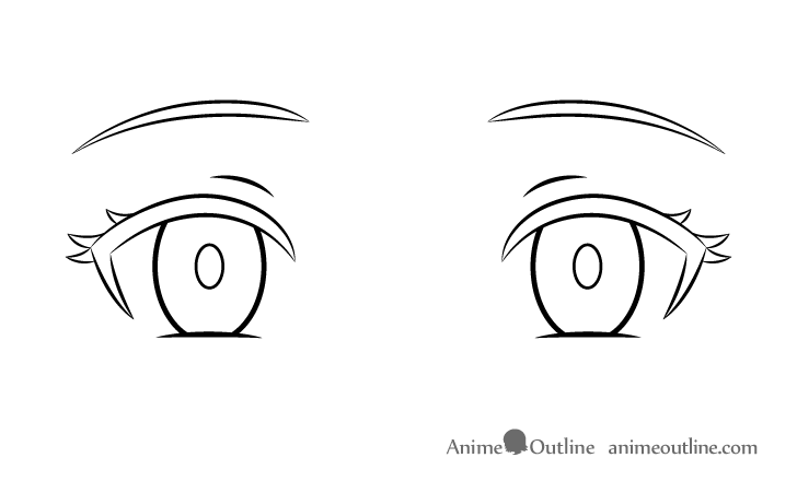 Cold anime eyes line drawing