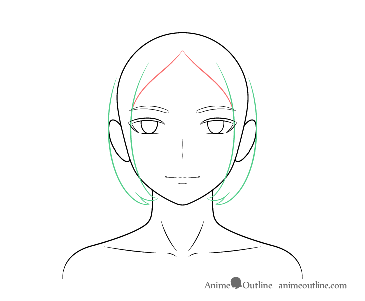 Anime woman hair sides drawing