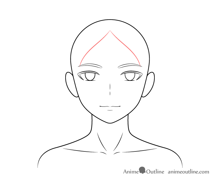 Anime woman forehead hair drawing