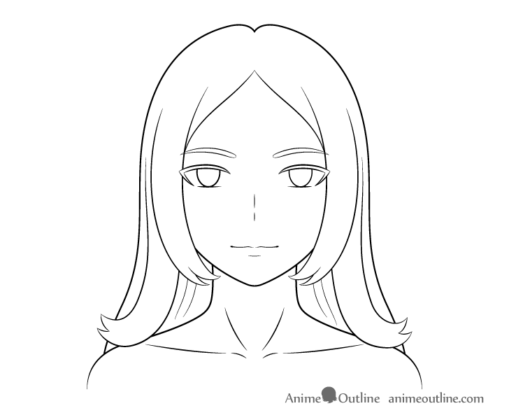 Anime woman face outline drawing