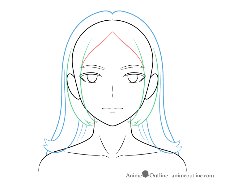 Anime woman hair drawing