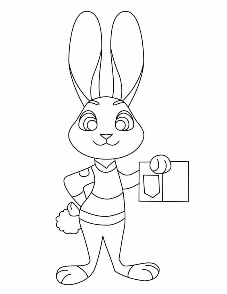 Judy Hopps coloring page preview to pair with our how to draw Judy Hopps lesson for upper elementary students.