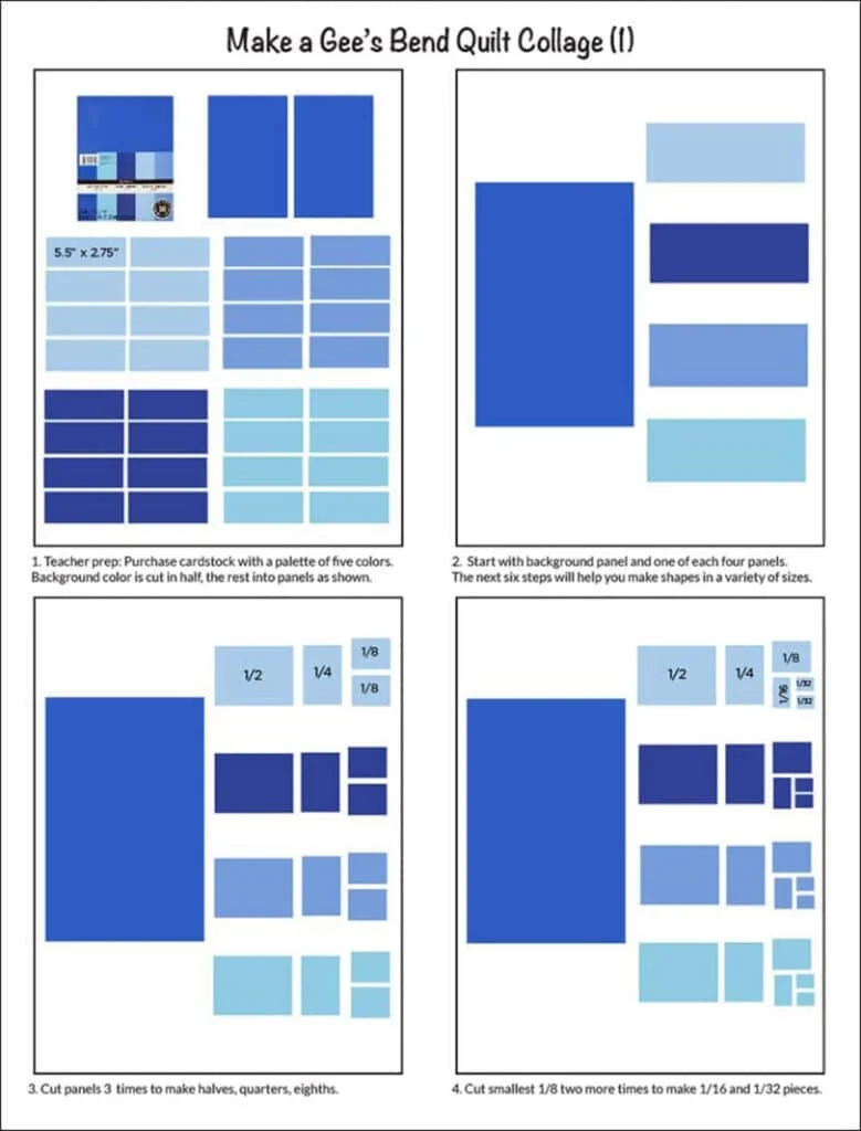 Preview of the step by step tutorial for how to make a Gee's Bend Quilt collage.
