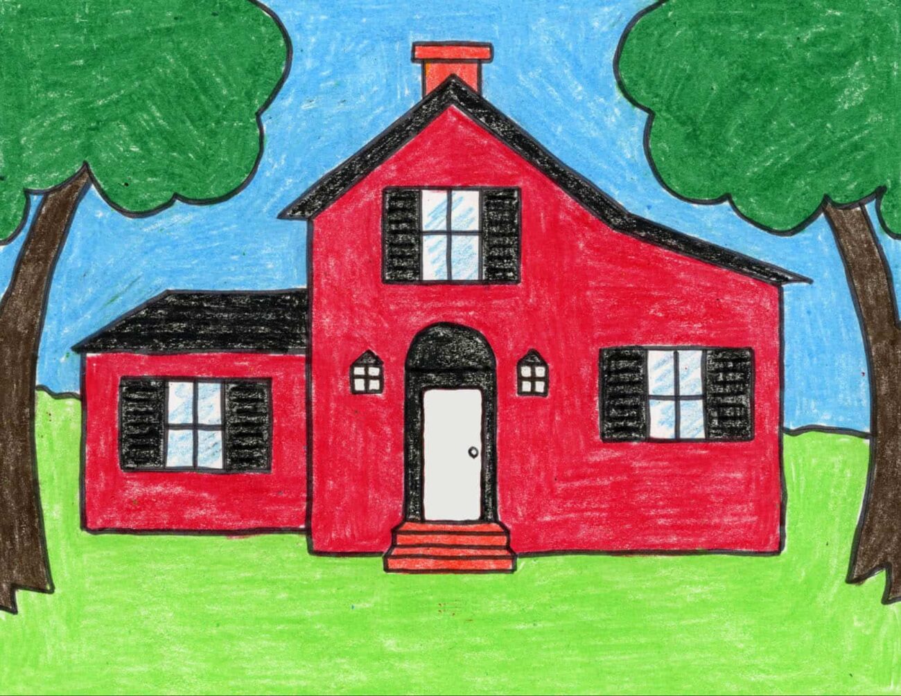 Easy How to Draw a Country House Lesson for Kids