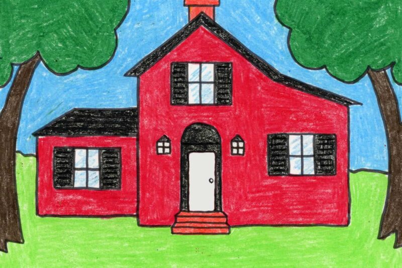 Easy How to Draw a Country House Lesson for Kids