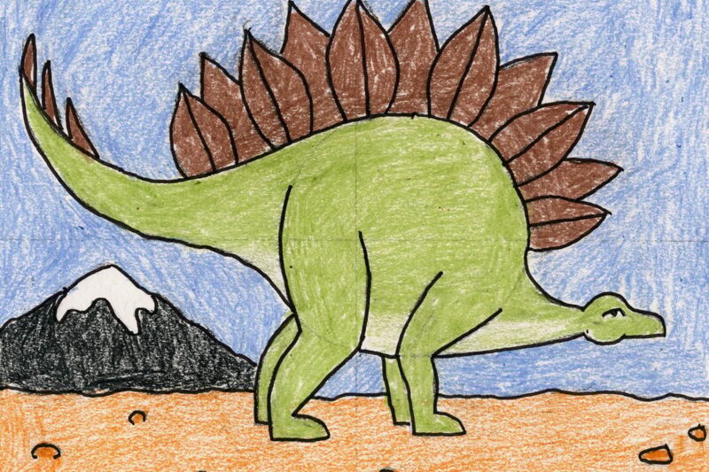 How to Draw a Stegosaurus Dinosaur Illustration for Kids