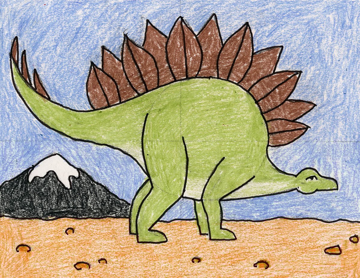 How to Draw a Stegosaurus Dinosaur Illustration for Kids