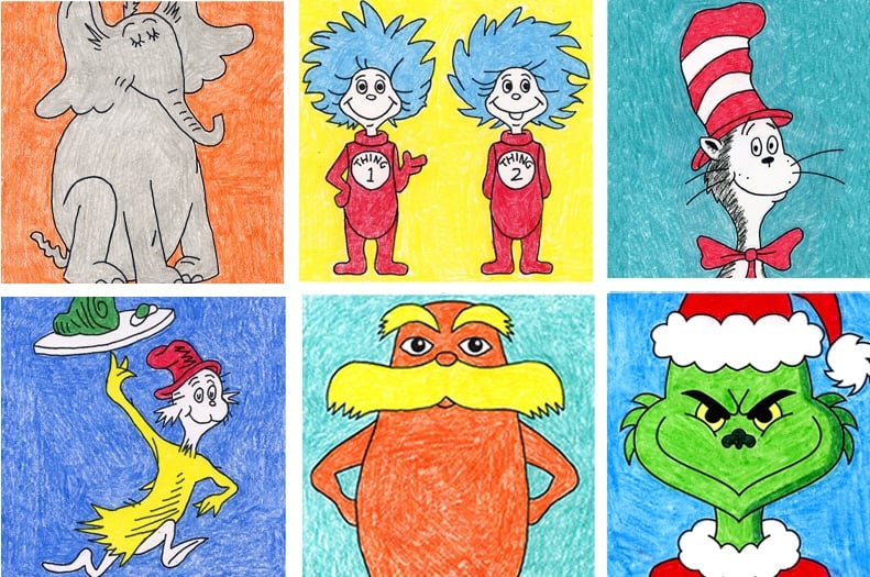 6 Directed Drawing Art Projects for Dr. Seuss Week