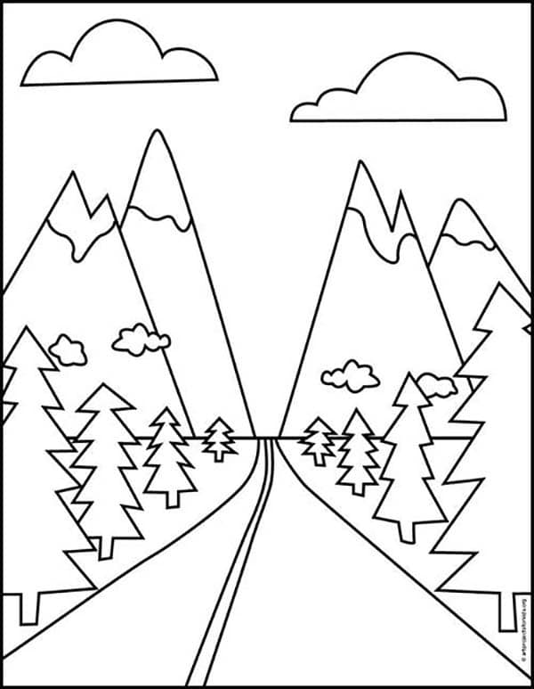 Landscapes in Perspective coloring page, available as a printable.