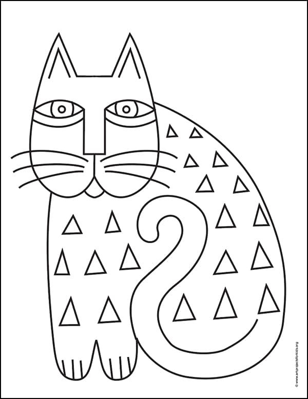 Laurel Burch Cat Coloring page, available as a printable.