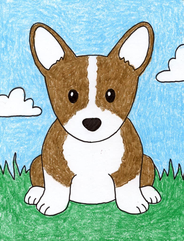 Easy Step-by-Step Puppy Directed Drawing for Kids