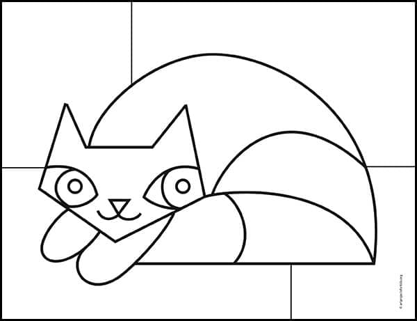 A Romero Britto Cat Coloring page, available as a printable.