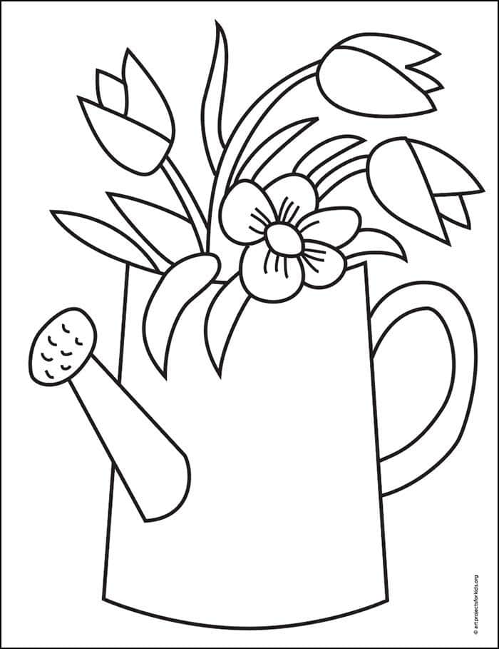 Spring Flowers Coloring page, available as a tutorial.