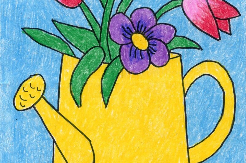 Easy How to Draw Spring Flowers Tutorial Video & Coloring Page