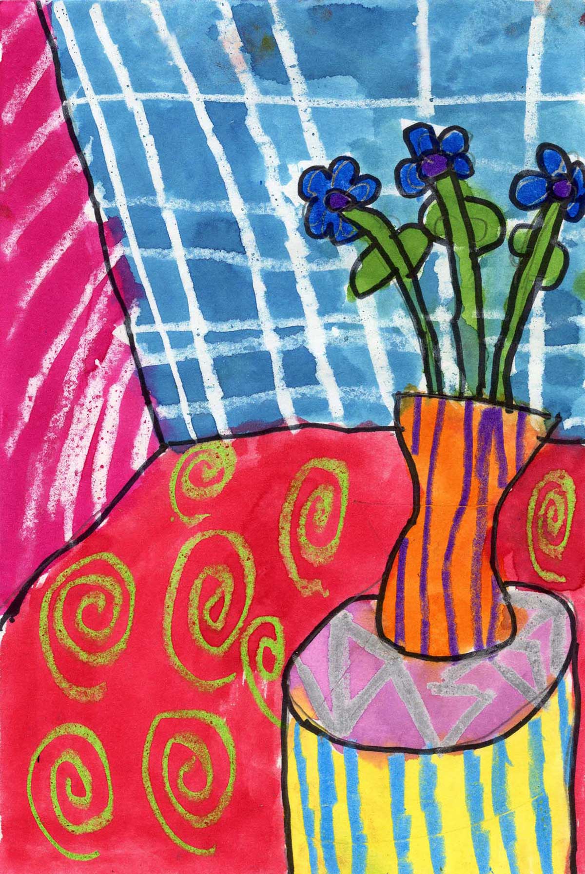 A Matisse Inspired Art Project, made with the help of a step by step tutorial.