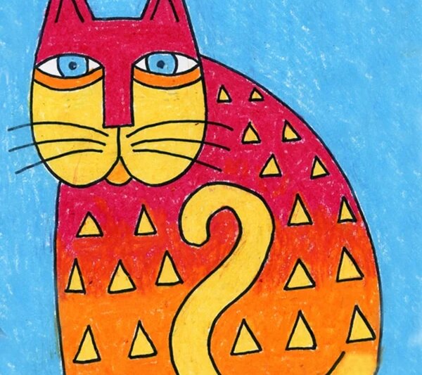 Laurel Burch Cats Art Lesson with Easy Step-by-Step Drawing Tutorial