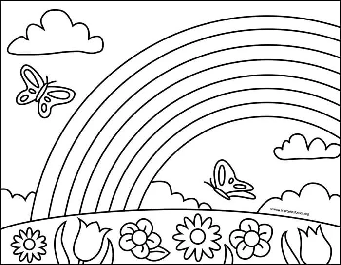 Rainbow Coloring page, available as a free tutorial.