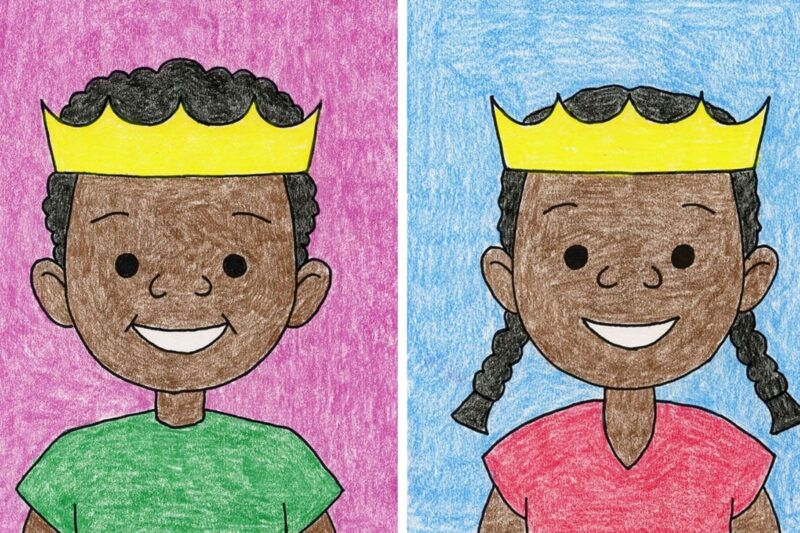 Easy How to Draw a Self Portrait Tutorial like a King or Queen