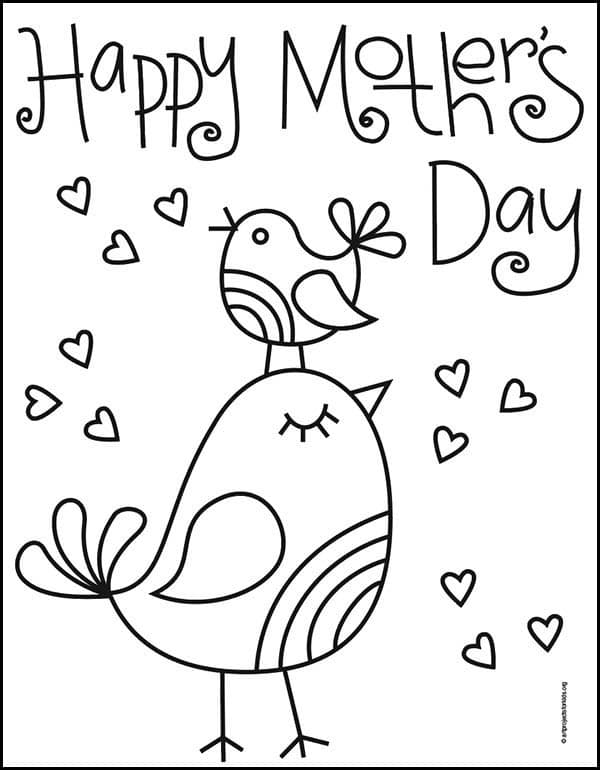Mother's Day Card Coloring page, available as a printable.