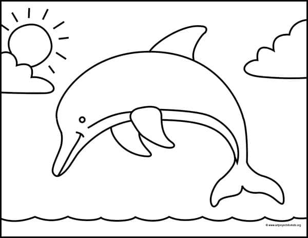 Dolphin Coloring page, available as a printable.