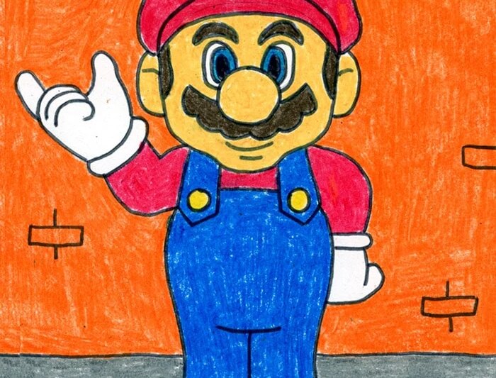 Easy How to Draw Mario Tutorial and Mario Coloring Page